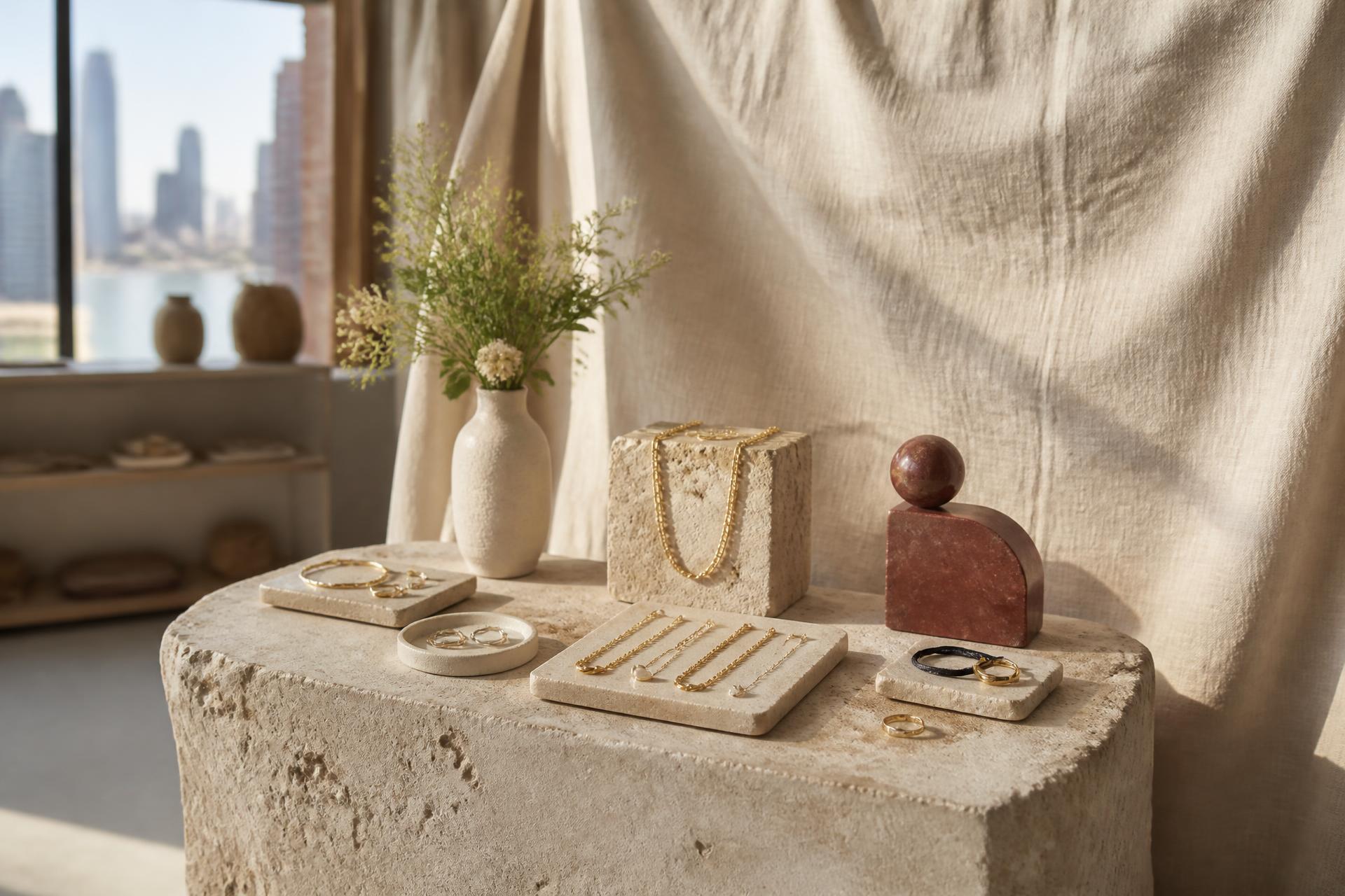 Emerging brand products merchandised on a shelf inside a curated NYC venue